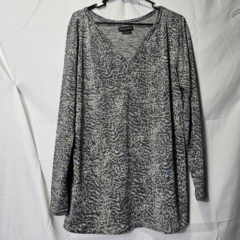 Christian Siriano Animal print long sleeve shirt with gold shimmer specks
